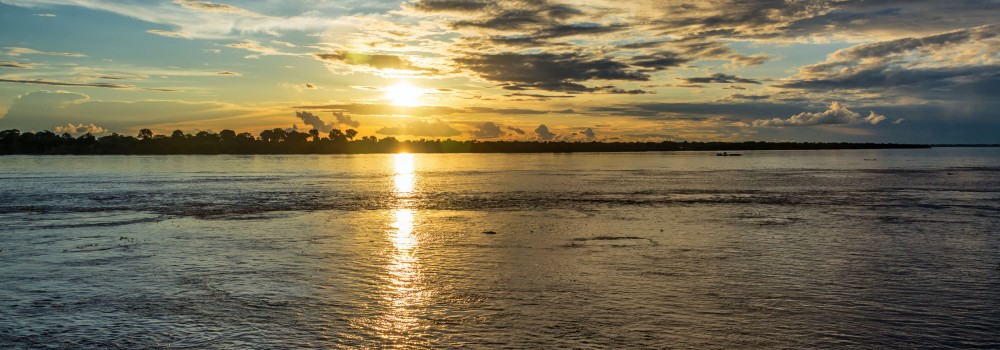Amazon river sunset.