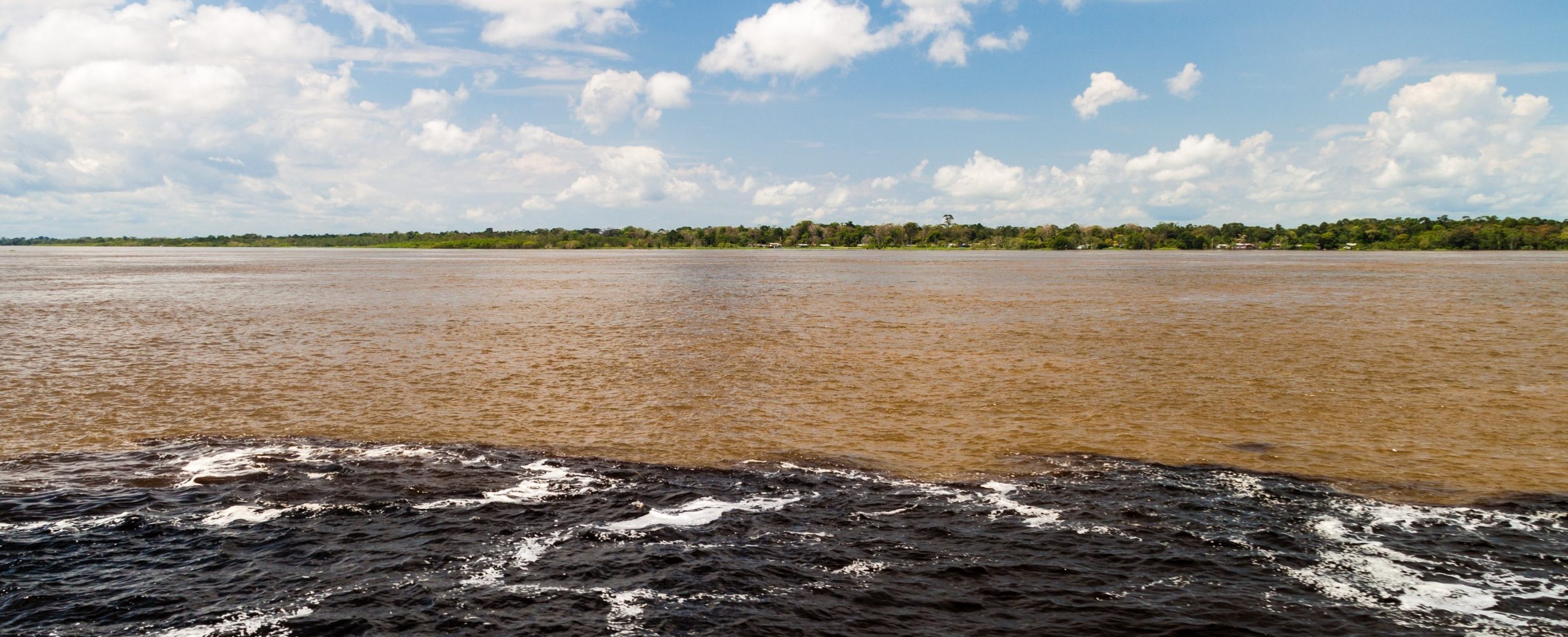 The mythical encounter of the waters, where the Solimoes and Rio Negro meet, but never mix. 