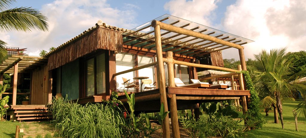 One of the bungalows on stilts at the Txai resort, Itacaré. 