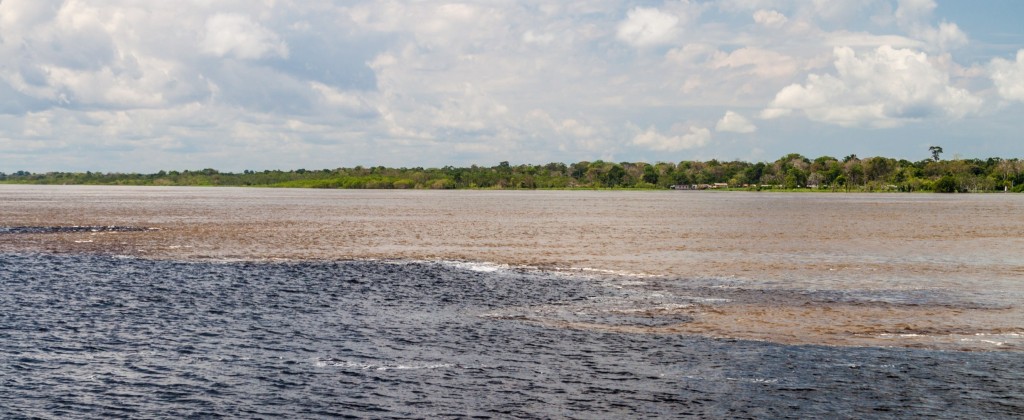 The "encounter of the waters" where the Solimoes meets the Rio Negro. 