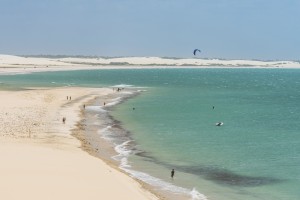 Some kitesurfers enjoy the vast beaches of the Nordeste.