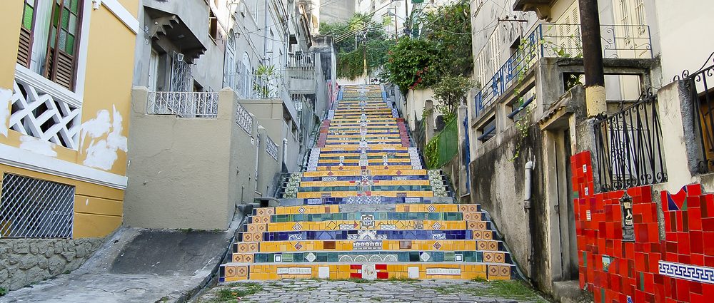 Escadaria Selaron, the famous colourful work of art in in Rio de Janeiro.