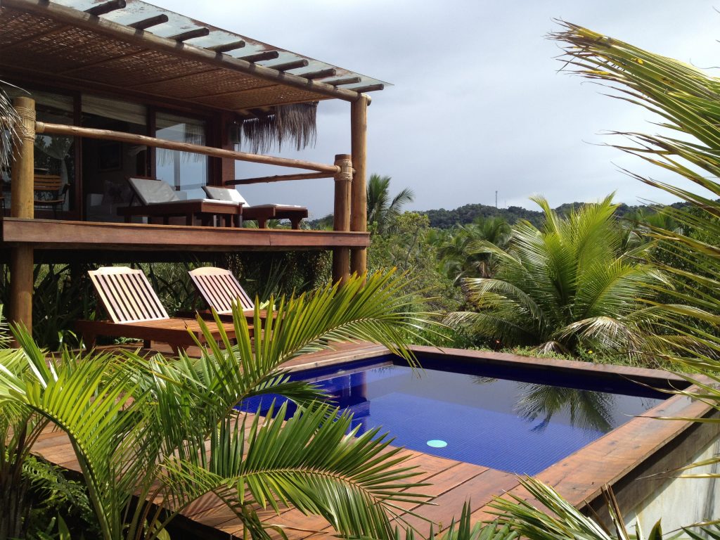 Private pool by the premium bungalow at Txai Itacaré resort. 