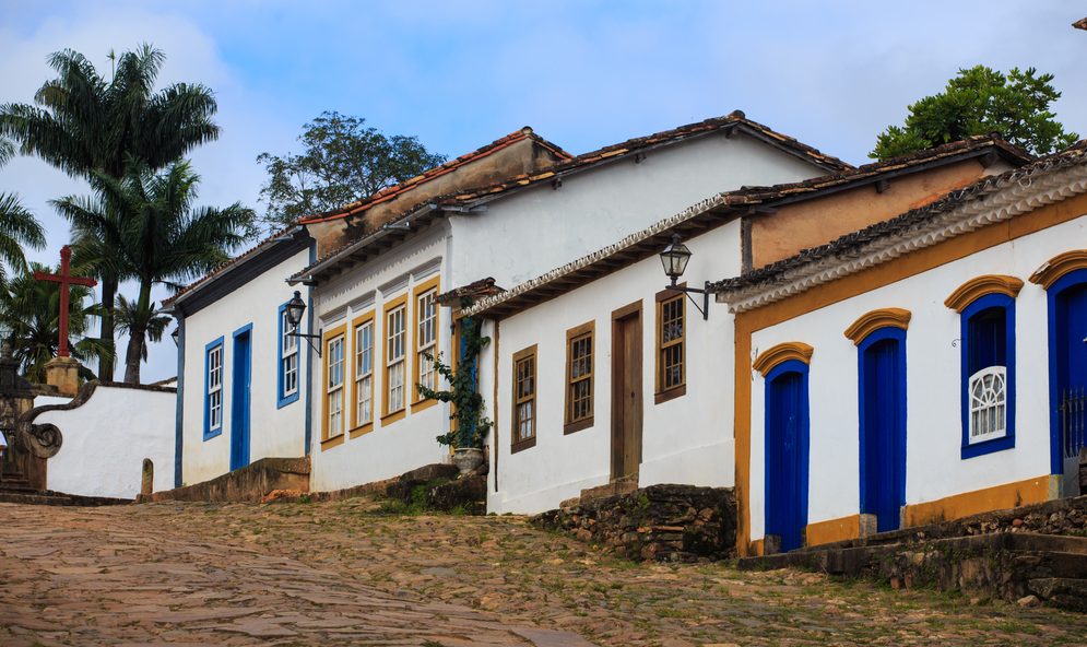 Houses on a cobbled street in Minas Gerais.
