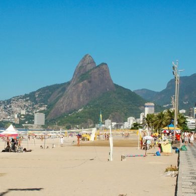 Sunny Ipanema beach in Rio de Janeiro.