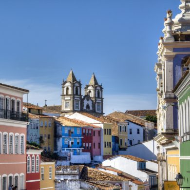 View over the tops of the buildings of Pelourinho in Salvador.