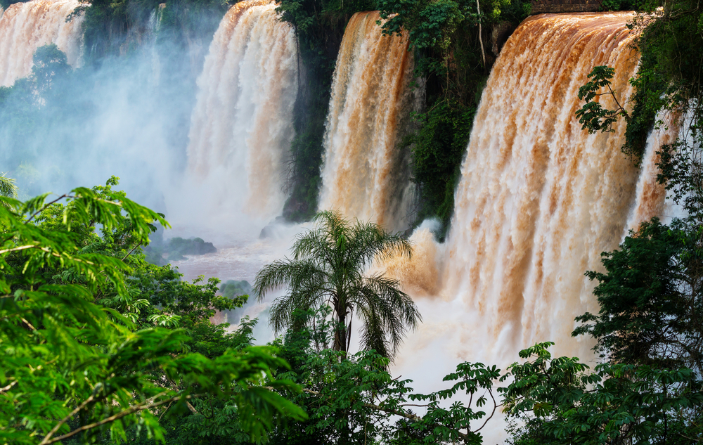 Picture showing the might of the Iguassu falls. 