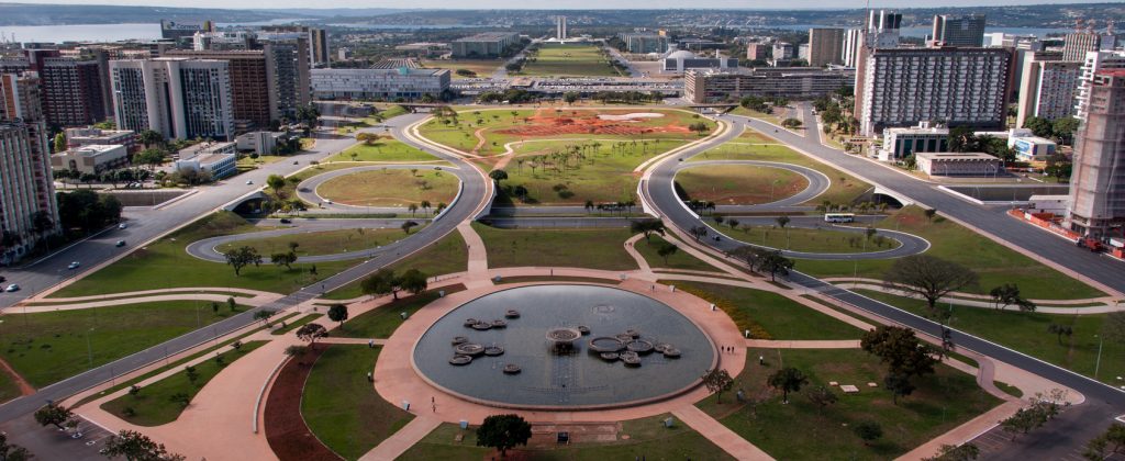 Aerial view of pilot plan, in Brasilia.