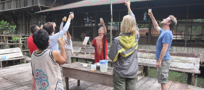 Tourists about to drink Ayahuasca.