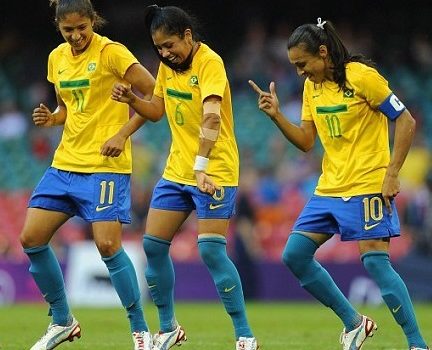 Brazilian Fottballers dancing - an example of Brazilian people coming together.