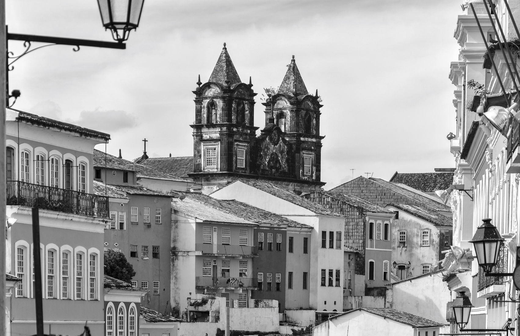 Black and White of church in Pelourinho.
