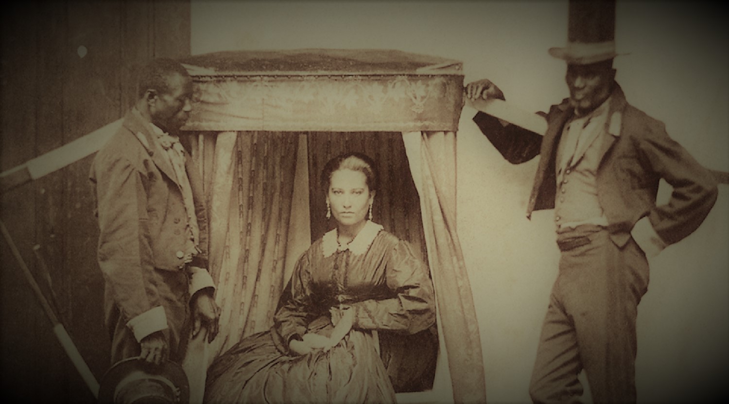 A lady with two slaves, in Bahia, Brazil, 1860.